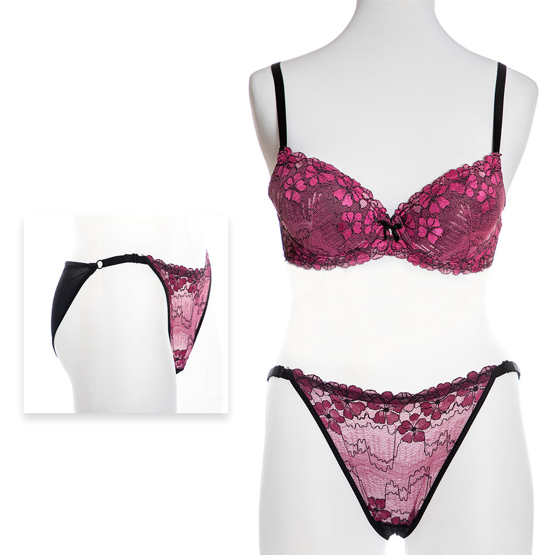 Soutien-gorge Rembourré en Dentelle & Slip en Violet