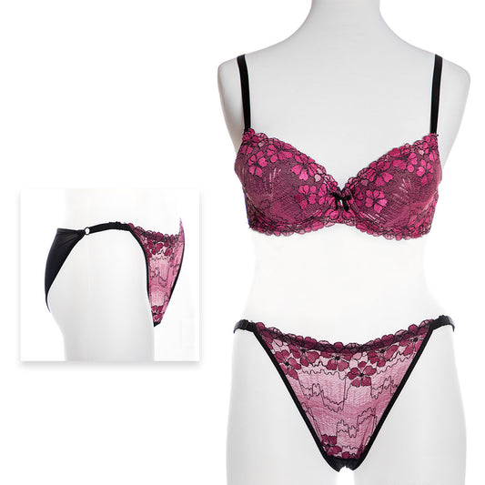 Soutien-gorge Rembourré en Dentelle & Slip en Violet
